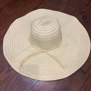 Beige Wide Brim Straw Hat